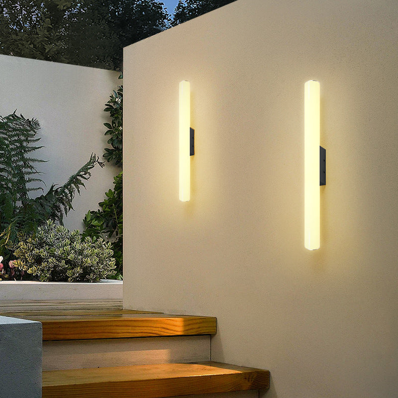Modern Minimalist Acrylic Aluminum Cylindrical Strip LED Wall Sconce Lamp For Outdoor Cuvalon