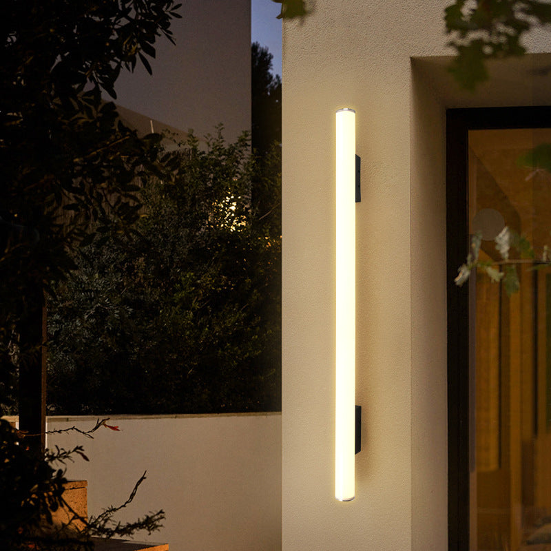 Modern Minimalist Acrylic Aluminum Cylindrical Strip LED Wall Sconce Lamp For Outdoor Cuvalon
