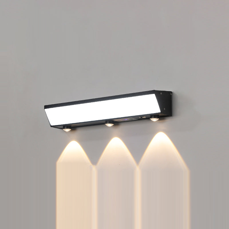 Modern Minimalist Solar Waterproof Motion Sensor Acrylic Aluminum & Stainless Steel Rectangular LED Wall Sconce Lamp For Outdoor Patio Cuvalon
