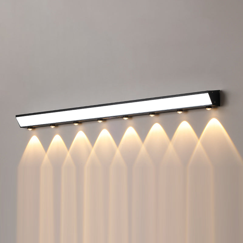Modern Minimalist Solar Waterproof Motion Sensor Acrylic Aluminum & Stainless Steel Rectangular LED Wall Sconce Lamp For Outdoor Patio Cuvalon