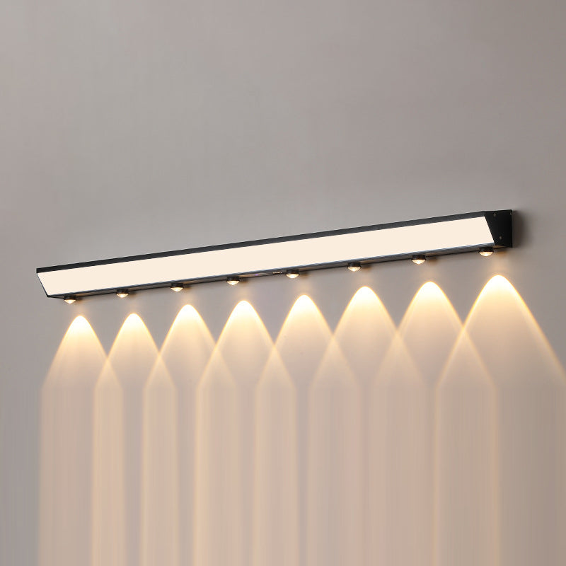 Modern Minimalist Solar Waterproof Motion Sensor Acrylic Aluminum & Stainless Steel Rectangular LED Wall Sconce Lamp For Outdoor Patio Cuvalon