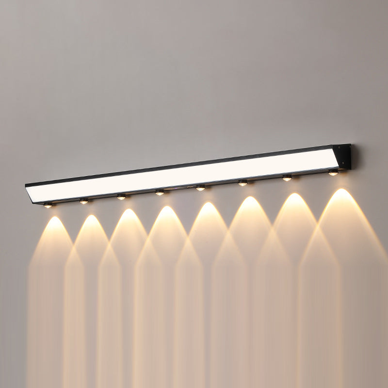 Modern Minimalist Solar Waterproof Motion Sensor Acrylic Aluminum & Stainless Steel Rectangular LED Wall Sconce Lamp For Outdoor Patio Cuvalon