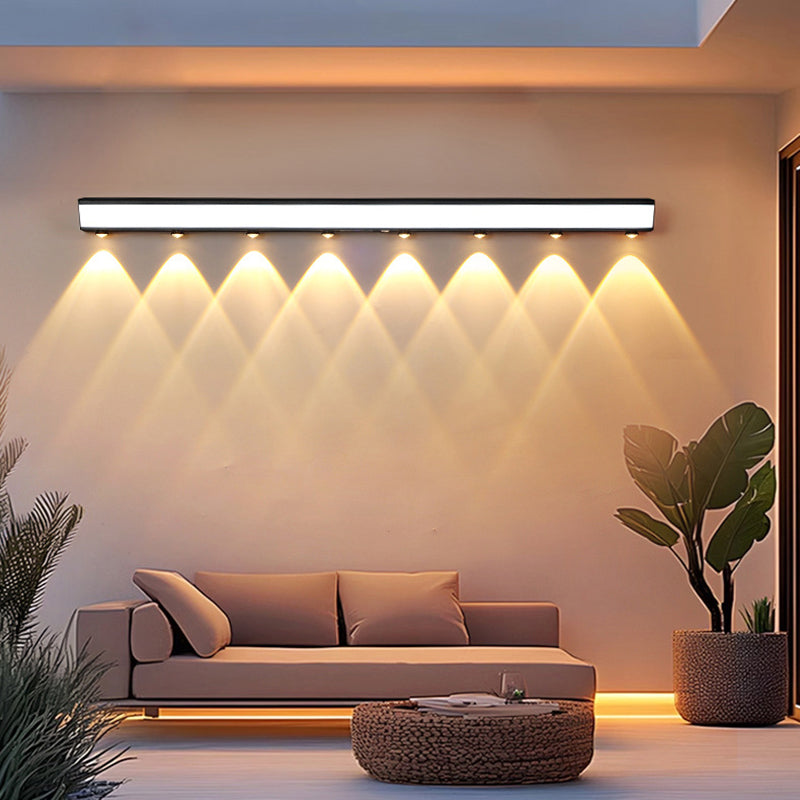 Modern Minimalist Solar Waterproof Motion Sensor Acrylic Aluminum & Stainless Steel Rectangular LED Wall Sconce Lamp For Outdoor Patio Cuvalon