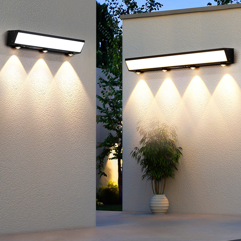 Modern Minimalist Solar Waterproof Motion Sensor Acrylic Aluminum & Stainless Steel Rectangular LED Wall Sconce Lamp For Outdoor Patio Cuvalon