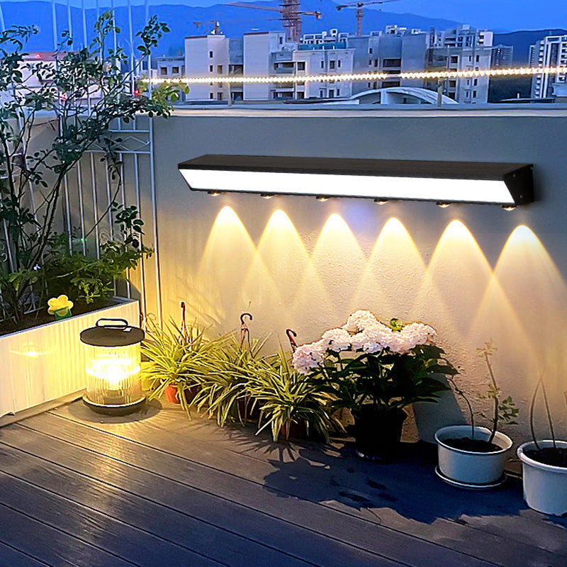Modern Minimalist Solar Waterproof Motion Sensor Acrylic Aluminum & Stainless Steel Rectangular LED Wall Sconce Lamp For Outdoor Patio Cuvalon