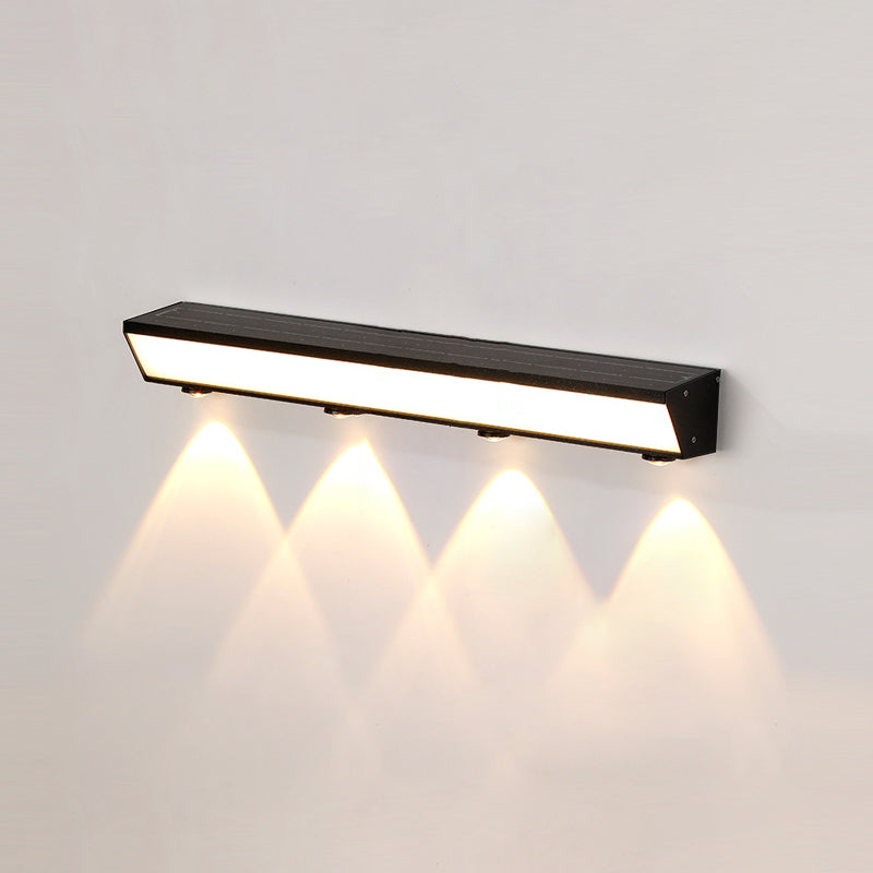 Modern Minimalist Solar Waterproof Motion Sensor Acrylic Aluminum & Stainless Steel Rectangular LED Wall Sconce Lamp For Outdoor Patio Cuvalon