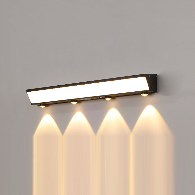 Modern Minimalist Solar Waterproof Motion Sensor Acrylic Aluminum & Stainless Steel Rectangular LED Wall Sconce Lamp For Outdoor Patio Cuvalon