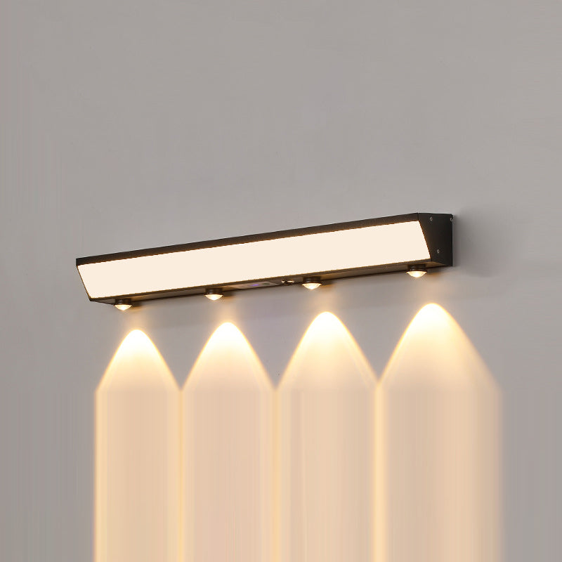 Modern Minimalist Solar Waterproof Motion Sensor Acrylic Aluminum & Stainless Steel Rectangular LED Wall Sconce Lamp For Outdoor Patio Cuvalon