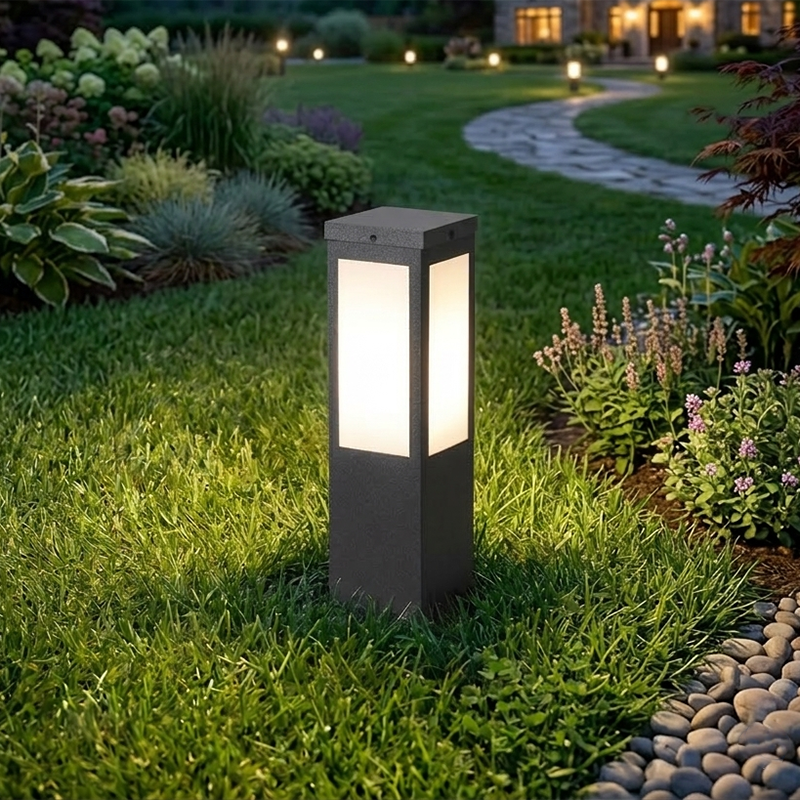 Modern Minimalist Waterproof Metal & PC Pillar 1-Light Outdoor Light Landscape Lighting For Garden & Outdoor Patio Cuvalon