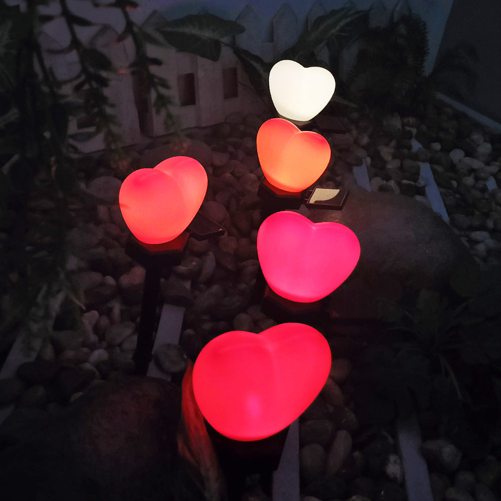 Modern Art Deco Solar Waterproof ABS Plastic & Nano Heart-Shaped Decorative LED Outdoor Light Landscape Lighting For Garden & Outdoor Patio Cuvalon