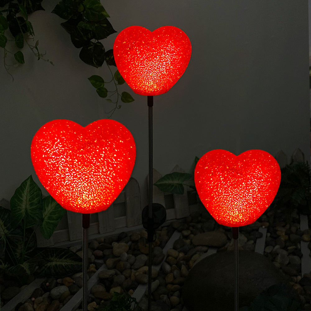 Modern Art Deco Solar Waterproof ABS Plastic & Nano Heart-Shaped Decorative LED Outdoor Light Landscape Lighting For Garden & Outdoor Patio Cuvalon