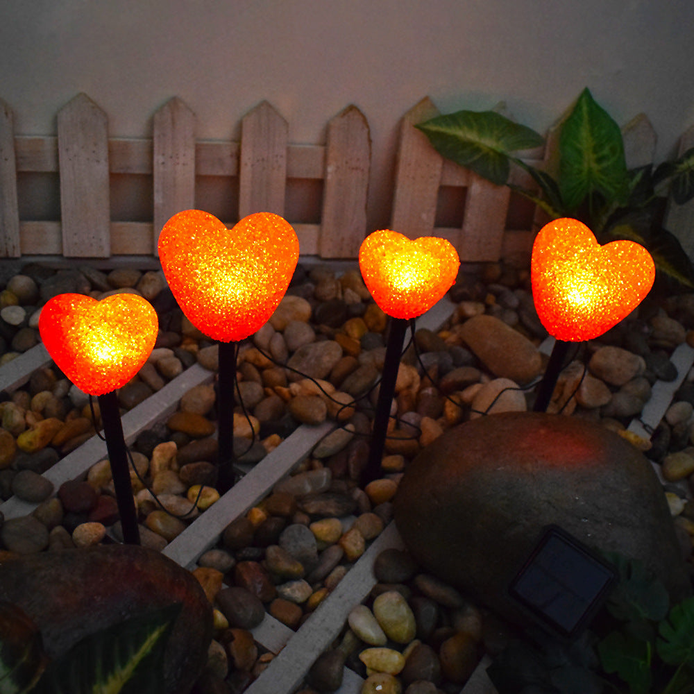 Modern Art Deco Solar Waterproof ABS Plastic & Nano Heart-Shaped Decorative LED Outdoor Light Landscape Lighting For Garden & Outdoor Patio Cuvalon