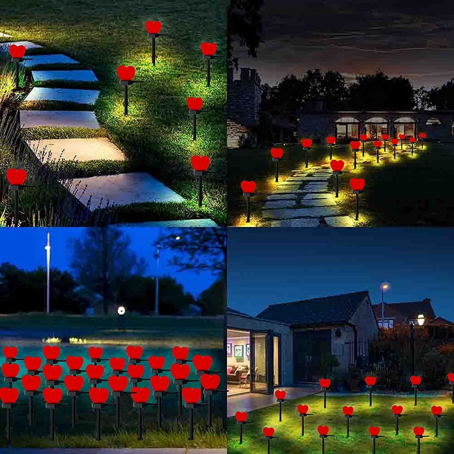 Modern Art Deco Solar Waterproof ABS Plastic & Nano Heart-Shaped Decorative LED Outdoor Light Landscape Lighting For Garden & Outdoor Patio Cuvalon