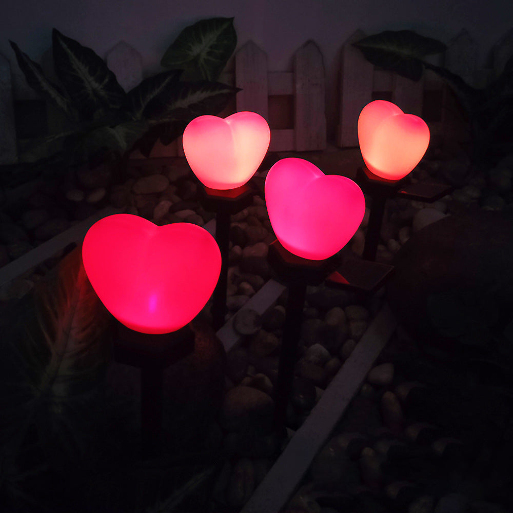 Modern Art Deco Solar Waterproof ABS Plastic & Nano Heart-Shaped Decorative LED Outdoor Light Landscape Lighting For Garden & Outdoor Patio Cuvalon