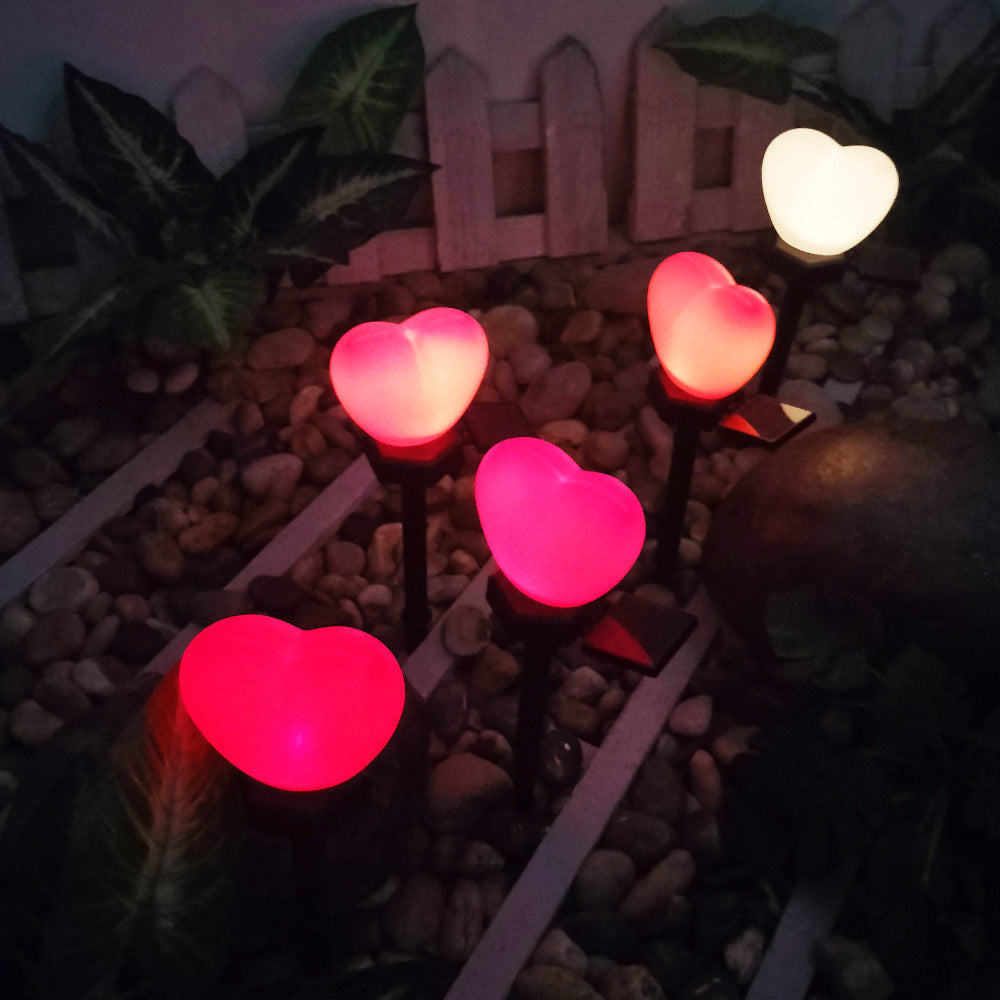 Modern Art Deco Solar Waterproof ABS Plastic & Nano Heart-Shaped Decorative LED Outdoor Light Landscape Lighting For Garden & Outdoor Patio Cuvalon