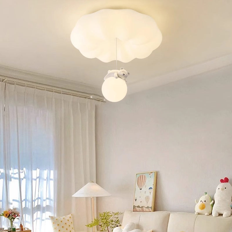 Contemporary Creative Cloud Iron Plastic LED Kids Flush Mount Ceiling Light For Living Room Cuvalon