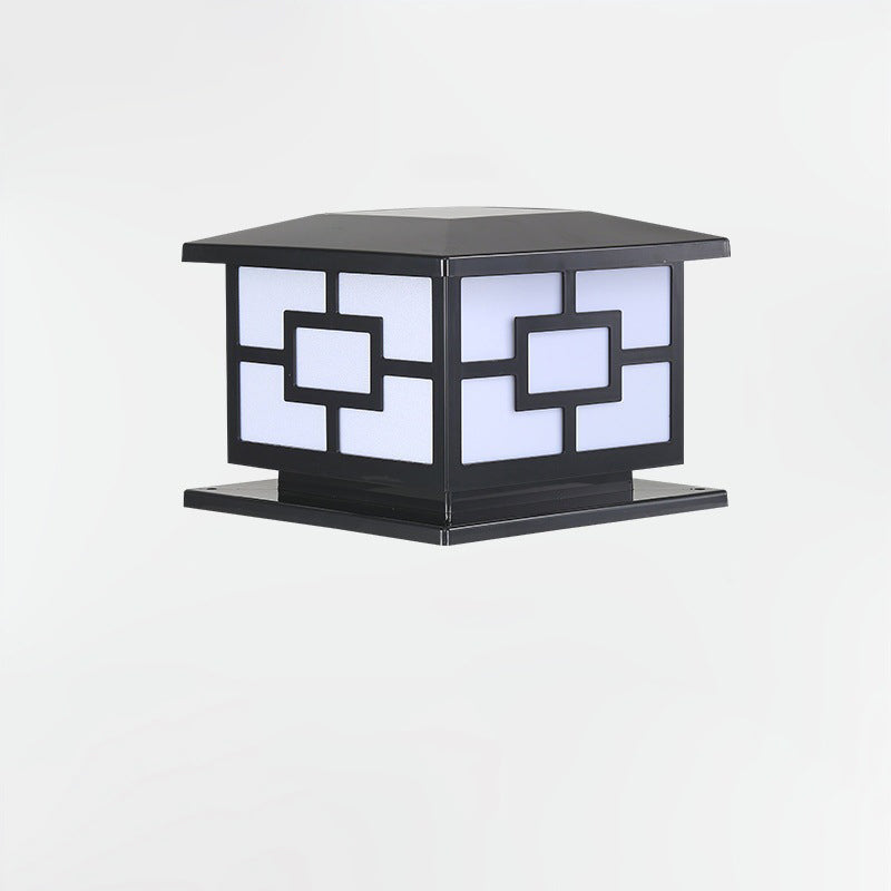 Contemporary Industrial ABS Cube LED Waterproof Solar Post Lamp For Outdoor Patio Cuvalon