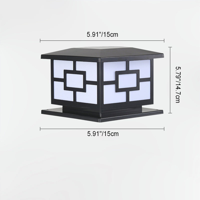 Contemporary Industrial ABS Cube LED Waterproof Solar Post Lamp For Outdoor Patio Cuvalon
