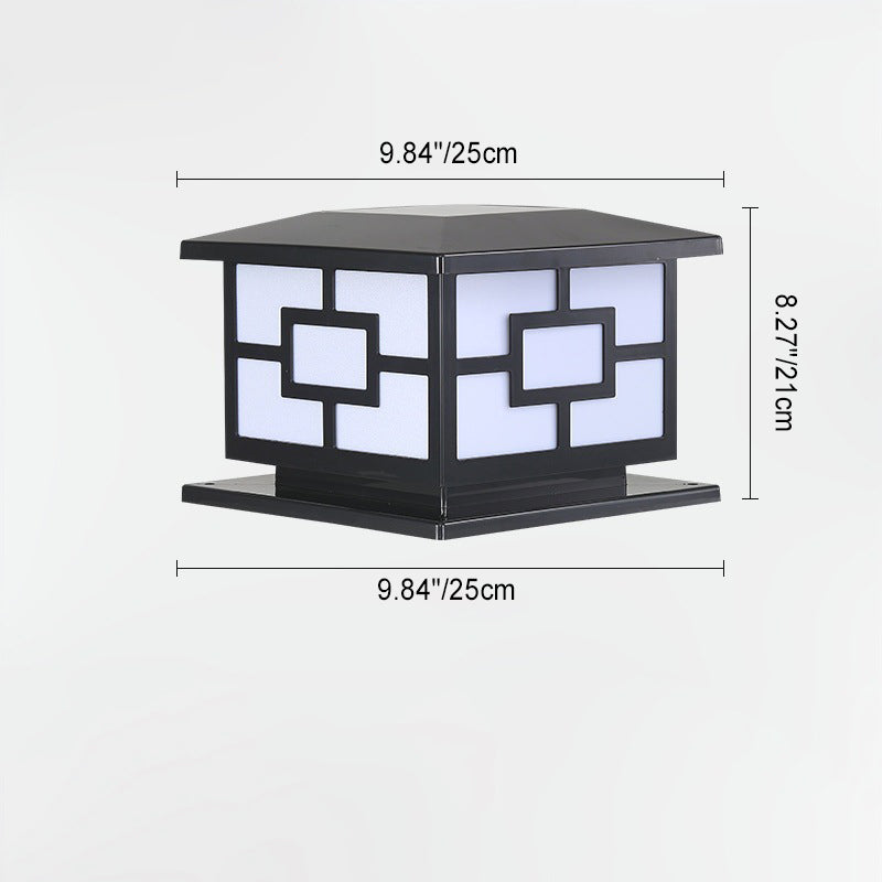 Contemporary Industrial ABS Cube LED Waterproof Solar Post Lamp For Outdoor Patio Cuvalon