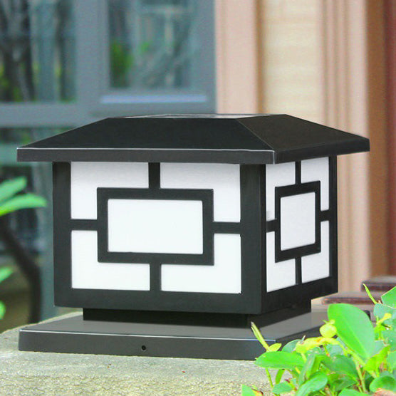 Contemporary Industrial ABS Cube LED Waterproof Solar Post Lamp For Outdoor Patio Cuvalon