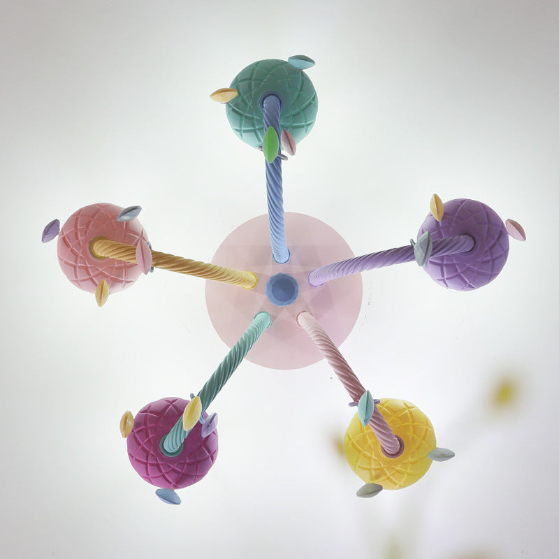 Contemporary Creative Flower Candle-Shaped Kid Iron Crystal Glass 5-Light Flush Mount Ceiling Light For Bedroom Cuvalon