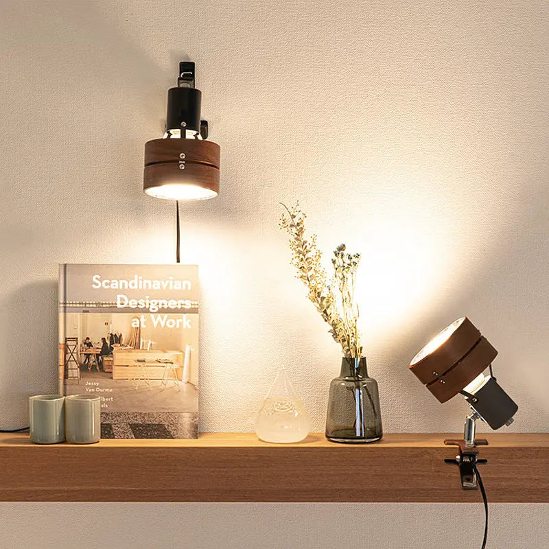 Traditional Japanese Round Clip Wood Iron Acrylic 1-Light Table Lamp For Bedroom Cuvalon