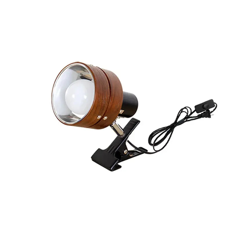 Traditional Japanese Round Clip Wood Iron Acrylic 1-Light Table Lamp For Bedroom Cuvalon