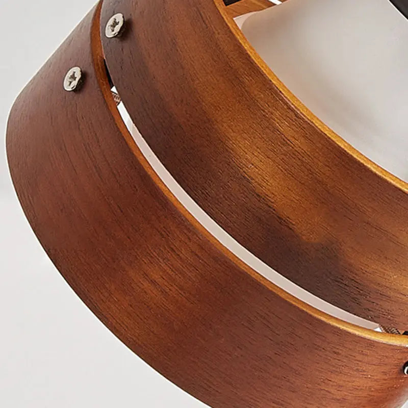 Traditional Japanese Round Clip Wood Iron Acrylic 1-Light Table Lamp For Bedroom Cuvalon