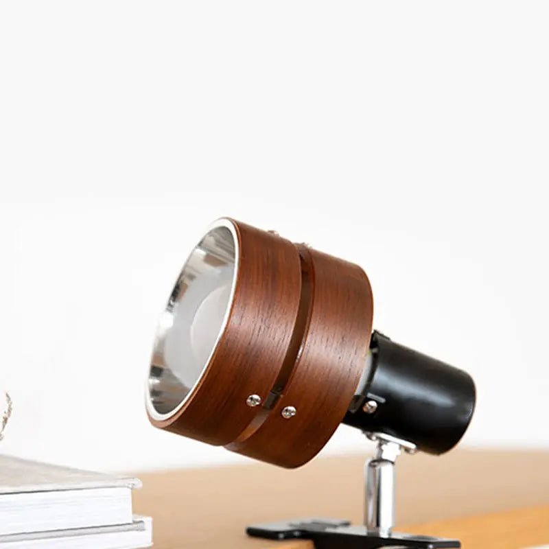Traditional Japanese Round Clip Wood Iron Acrylic 1-Light Table Lamp For Bedroom Cuvalon