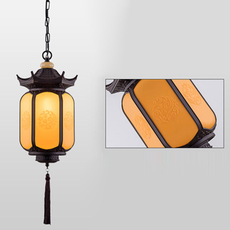 Traditional Chinese Waterproof Xiang Yun Hexagonal Lantern Aluminum PC Pendant Light For Garden Cuvalon