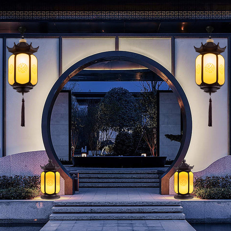 Traditional Chinese Waterproof Xiang Yun Hexagonal Lantern Aluminum PC Pendant Light For Garden Cuvalon