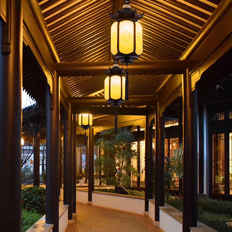 Traditional Chinese Waterproof Xiang Yun Hexagonal Lantern Aluminum PC Pendant Light For Garden Cuvalon