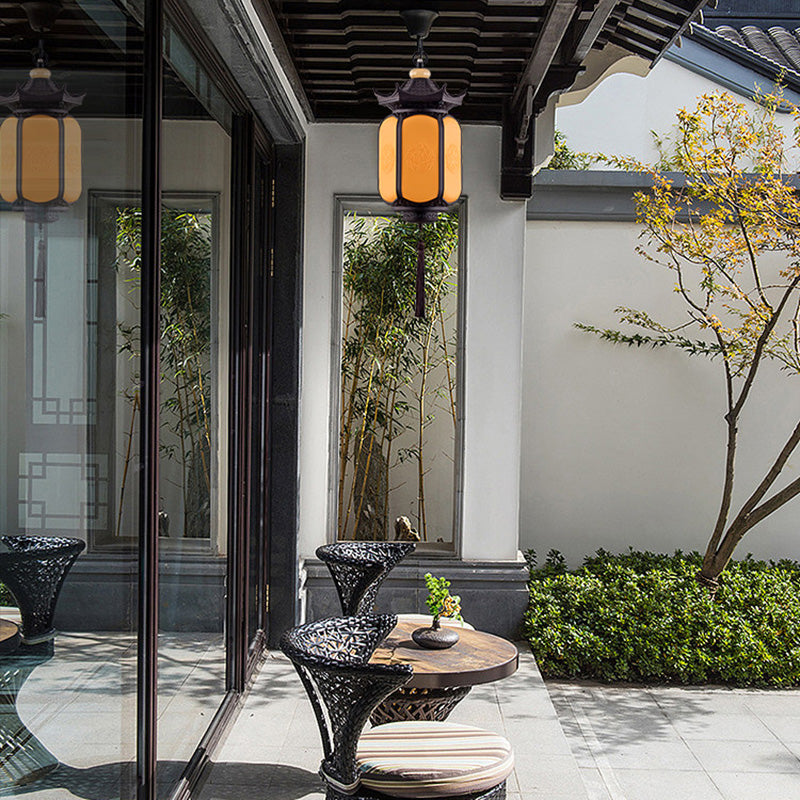Traditional Chinese Waterproof Xiang Yun Hexagonal Lantern Aluminum PC Pendant Light For Garden Cuvalon