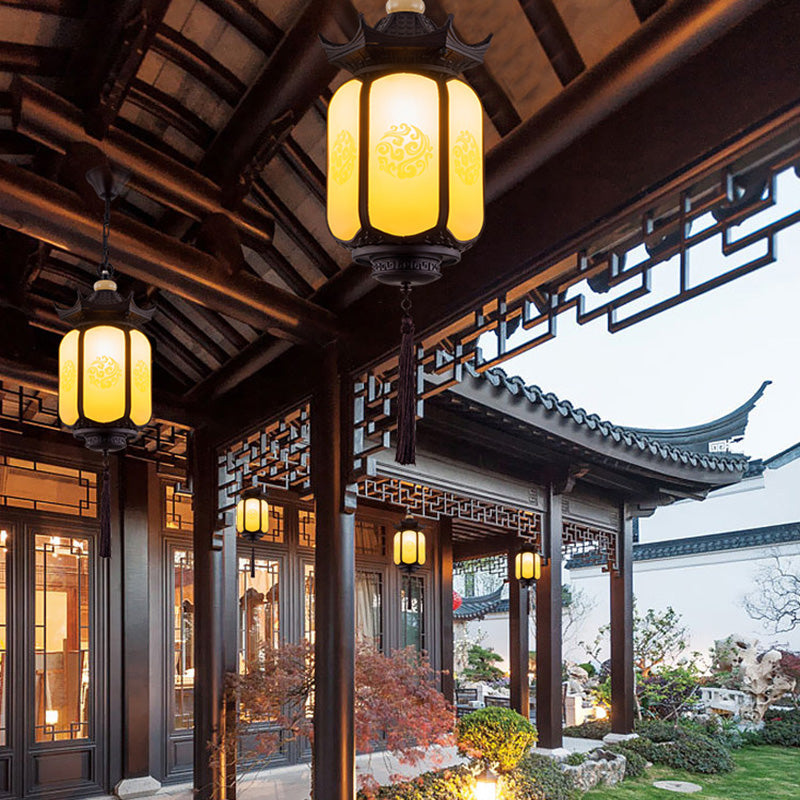 Traditional Chinese Waterproof Xiang Yun Hexagonal Lantern Aluminum PC Pendant Light For Garden Cuvalon
