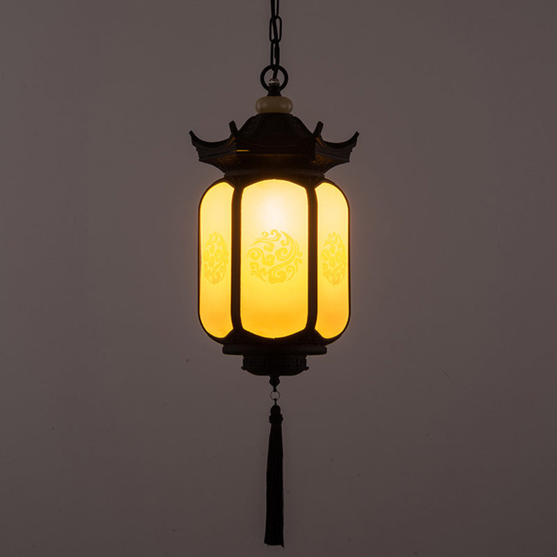 Traditional Chinese Waterproof Xiang Yun Hexagonal Lantern Aluminum PC Pendant Light For Garden Cuvalon