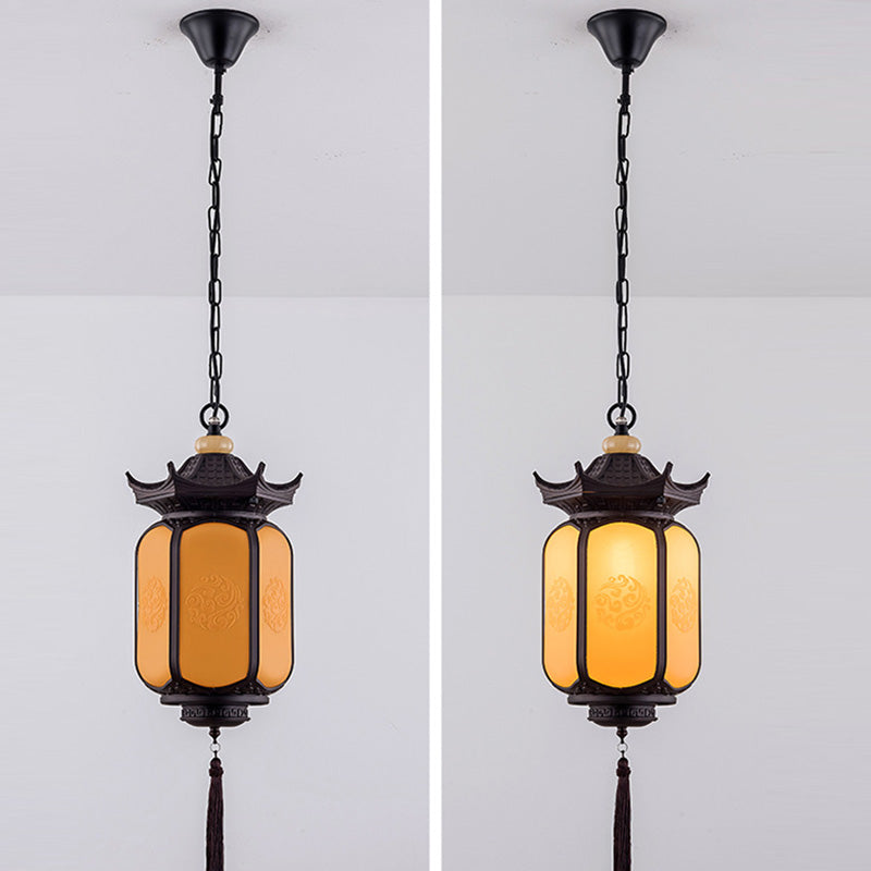 Traditional Chinese Waterproof Xiang Yun Hexagonal Lantern Aluminum PC Pendant Light For Garden Cuvalon