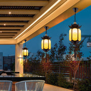 Traditional Chinese Waterproof Xiang Yun Hexagonal Lantern Aluminum PC Pendant Light For Garden Cuvalon