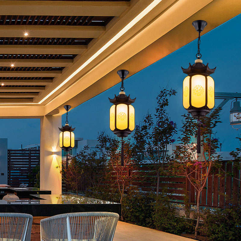 Traditional Chinese Waterproof Xiang Yun Hexagonal Lantern Aluminum PC Pendant Light For Garden Cuvalon