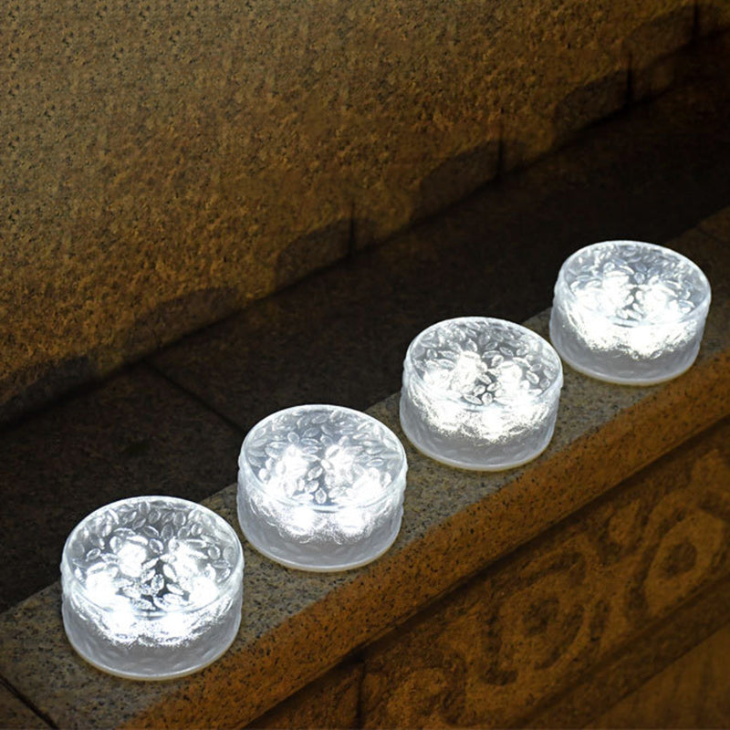 Modern Minimalist Solar Round Ice Brick Shape Acrylic LED Outdoor Light For Garden Cuvalon