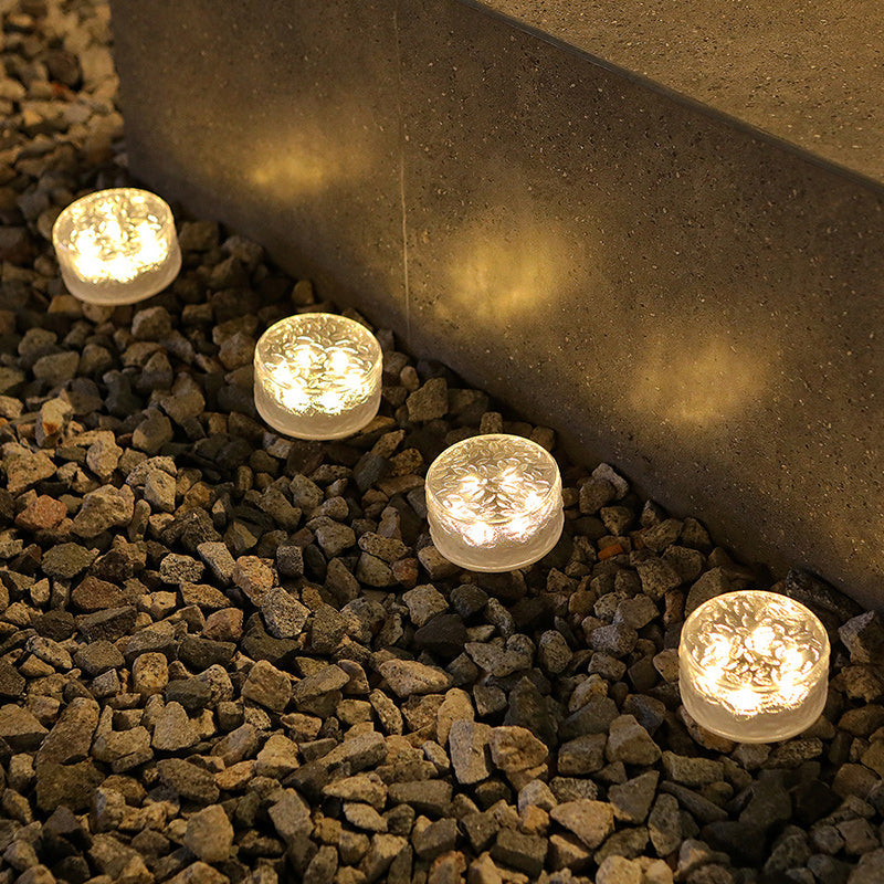 Modern Minimalist Solar Round Ice Brick Shape Acrylic LED Outdoor Light For Garden Cuvalon