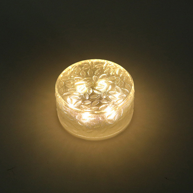 Modern Minimalist Solar Round Ice Brick Shape Acrylic LED Outdoor Light For Garden Cuvalon