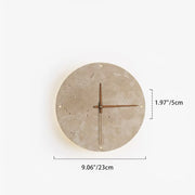 Modern Minimalist Round Clock Yellow Travertine Wood LED Wall Sconce Lamp For Living Room Cuvalon