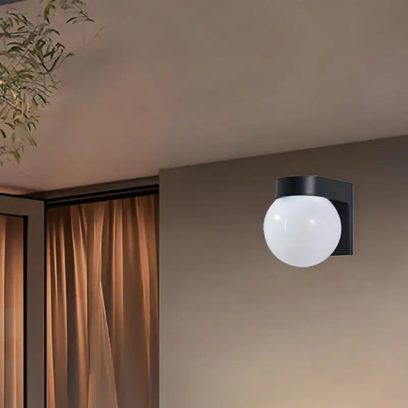 Modern Simplicity Waterproof Orb Polycarbonate Acrylic 1-Light Wall Sconce Lamp For Outdoor Patio Cuvalon