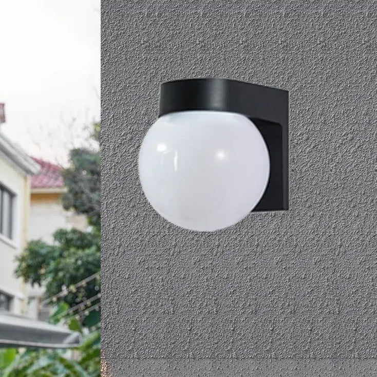 Modern Simplicity Waterproof Orb Polycarbonate Acrylic 1-Light Wall Sconce Lamp For Outdoor Patio Cuvalon