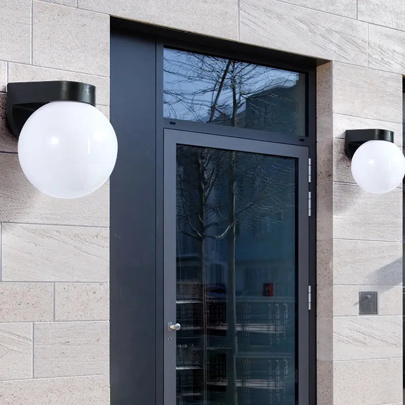 Modern Simplicity Waterproof Orb Polycarbonate Acrylic 1-Light Wall Sconce Lamp For Outdoor Patio Cuvalon