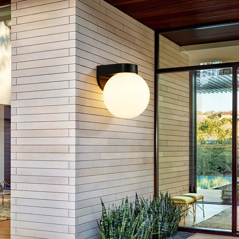 Modern Simplicity Waterproof Orb Polycarbonate Acrylic 1-Light Wall Sconce Lamp For Outdoor Patio Cuvalon