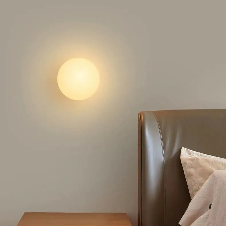 Modern Minimalist Orb Glass 1-Light Wall Sconce Lamp For Living Room Cuvalon