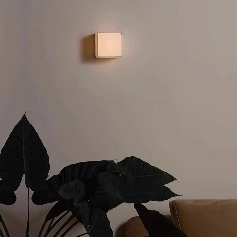 Traditional Japanese Square Fabric Shade LED Wall Sconce Lamp For Living Room Cuvalon