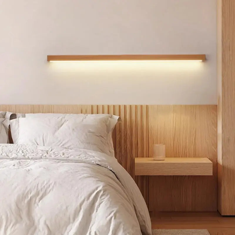 Japanese Simple Solid Wood Strip LED Wall Sconce Lamp Cuvalon