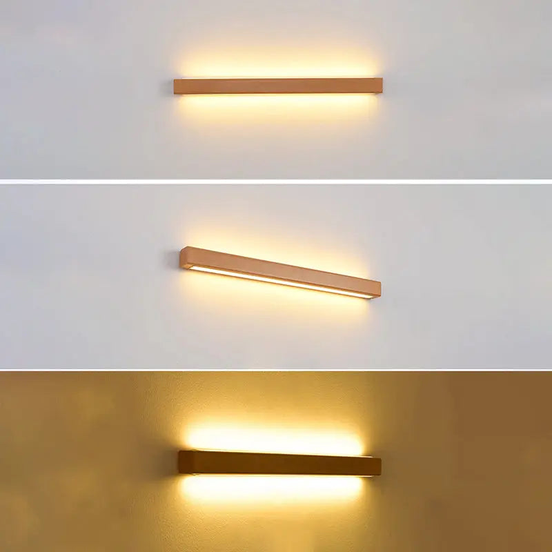 Japanese Simple Solid Wood Strip LED Wall Sconce Lamp Cuvalon